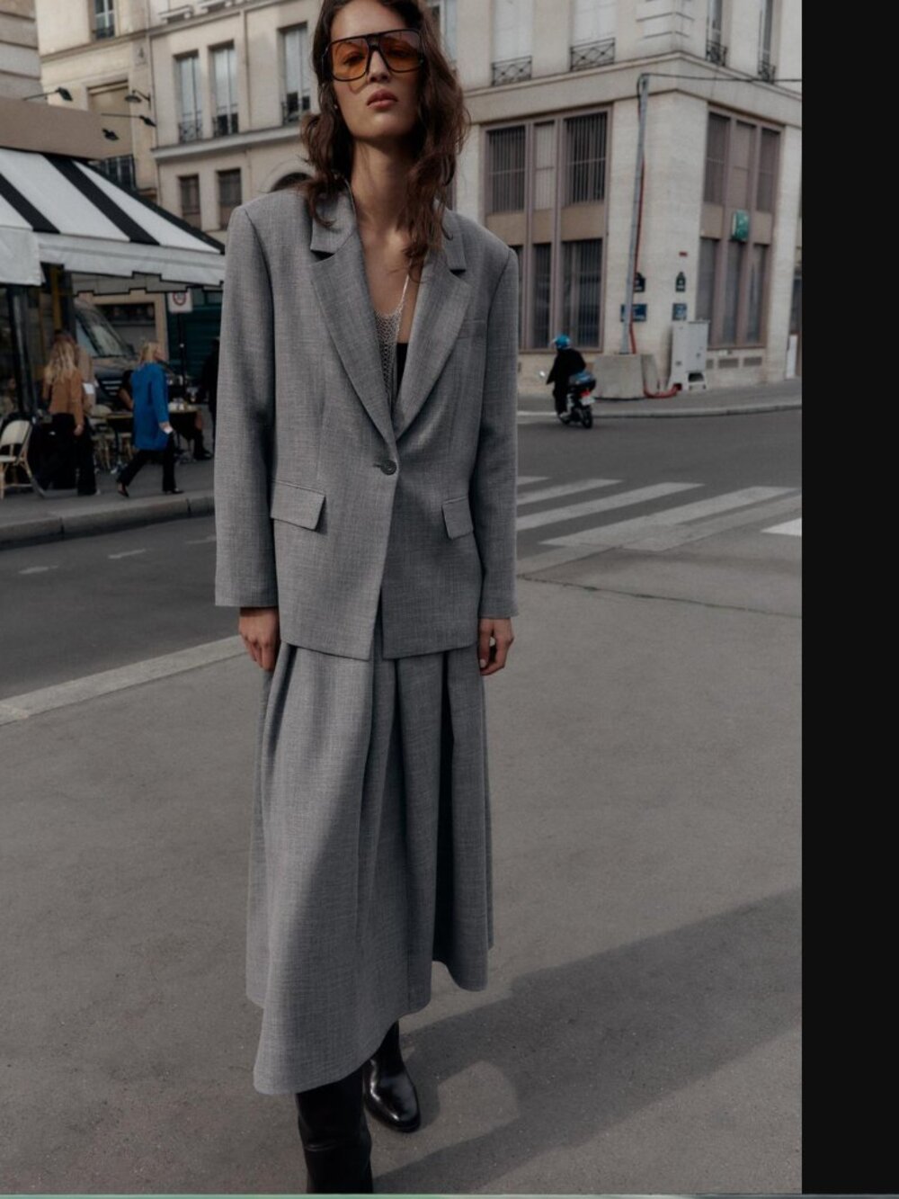 ZARA ZW Collection Women Grey Blazer With A Lapel Collar Size M NWOT
